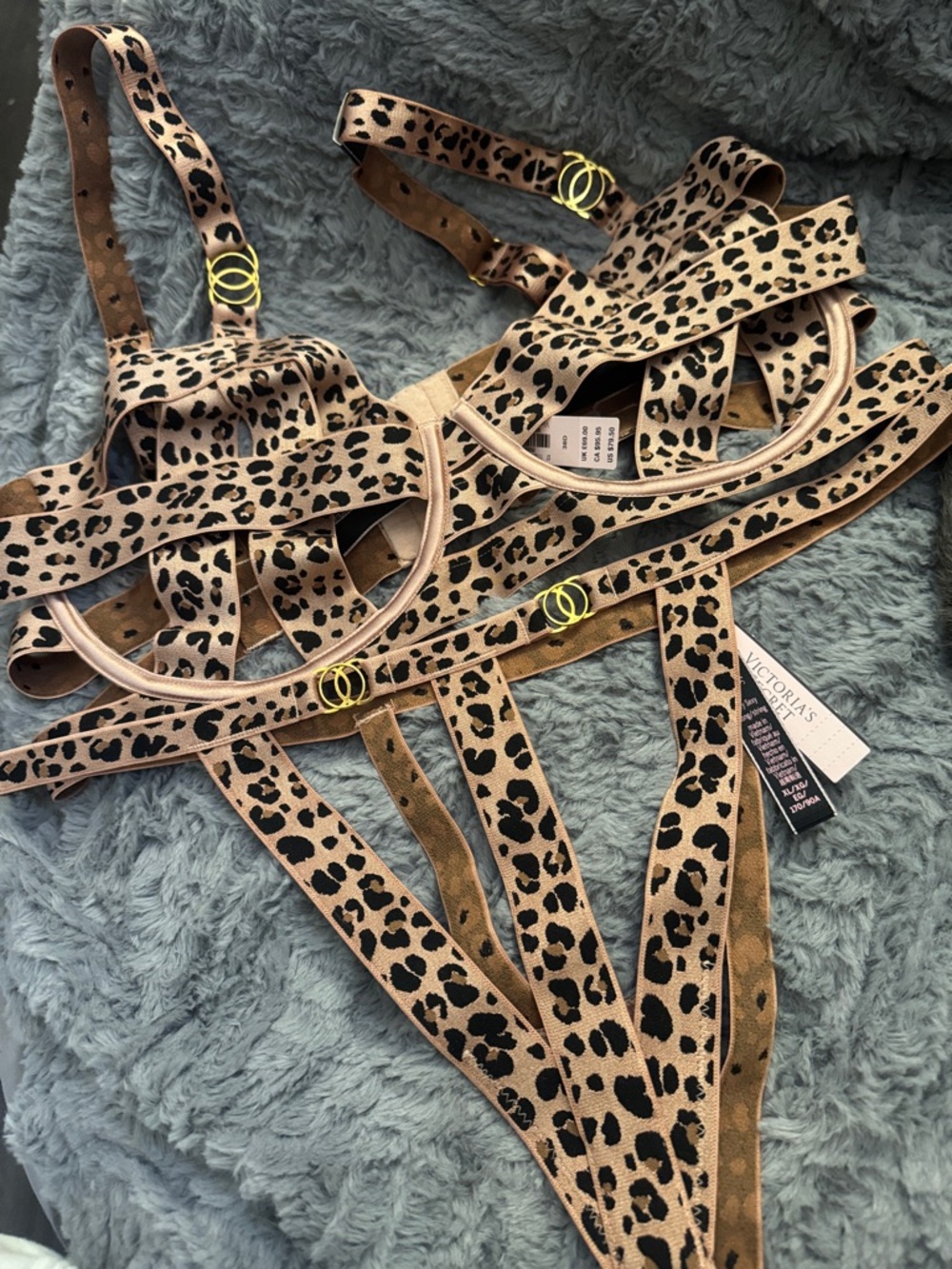 Victoria's Secret Leopard Print Strappy Bra and Panty Set